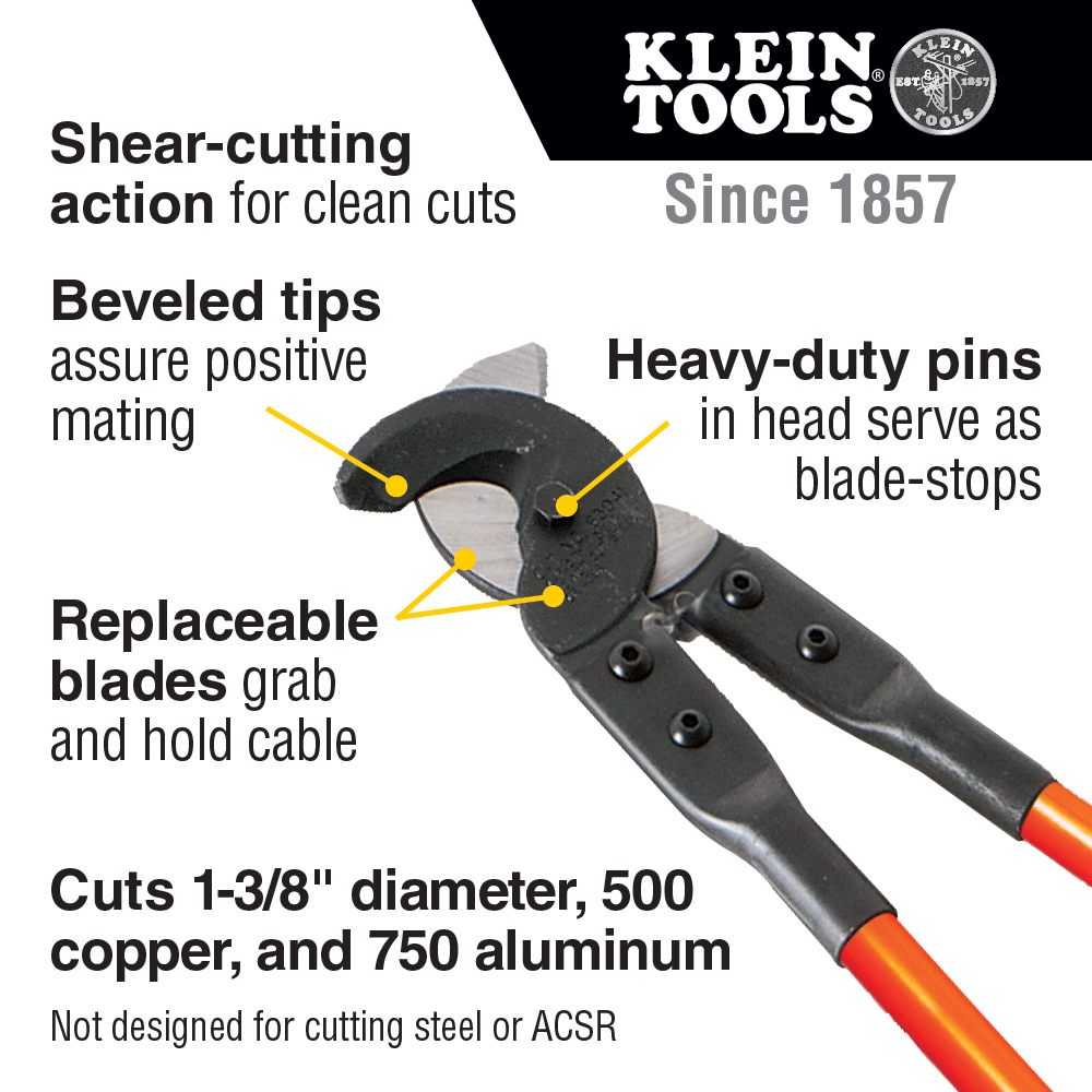 Klein 25" Fiberglass Handle Cable Cutters 63041TH from Columbia Safety
